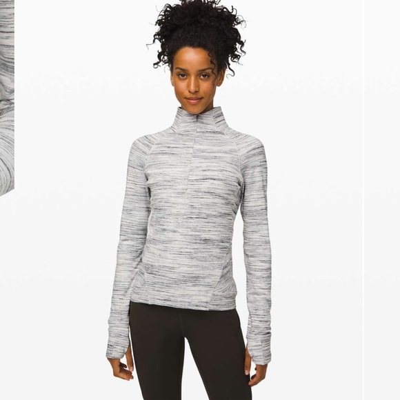 Lululemon Top Women 4 Sweater Outrun The Elements 1/2 Zip Thumbholes Space Dye - Picture 6 of 11